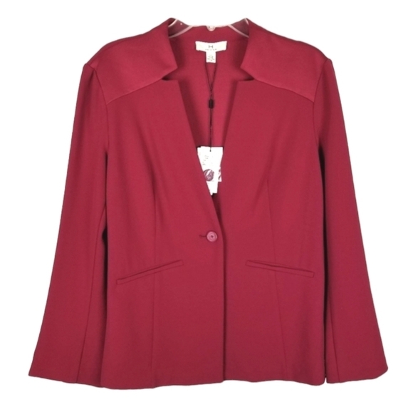 H by Halston Womens One Button Blazer NEW Size Large Red Office Siren Boardroom - Picture 1 of 10